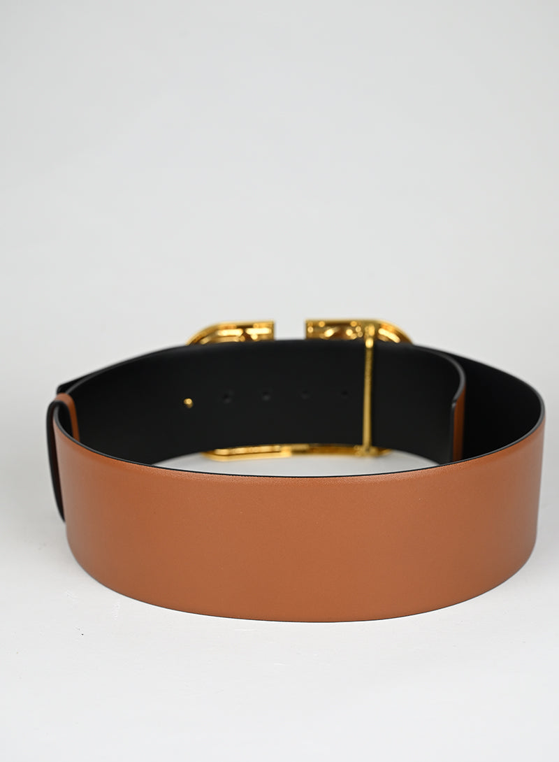 Valentino Cintura Pelle Cognac VLogo Maxi