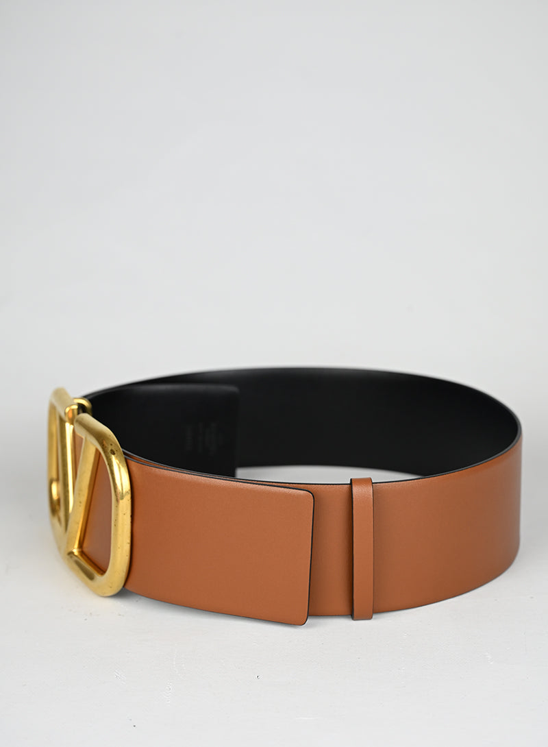 Valentino Cintura Pelle Cognac VLogo Maxi