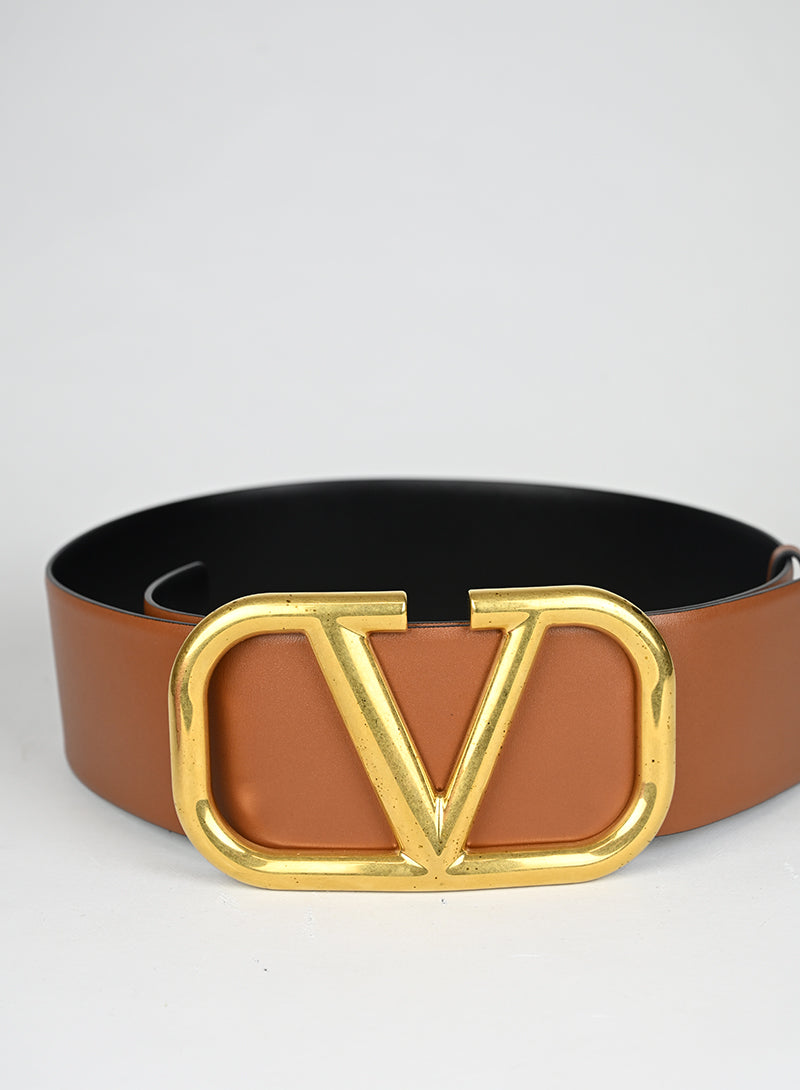 Valentino Cintura Pelle Cognac VLogo Maxi