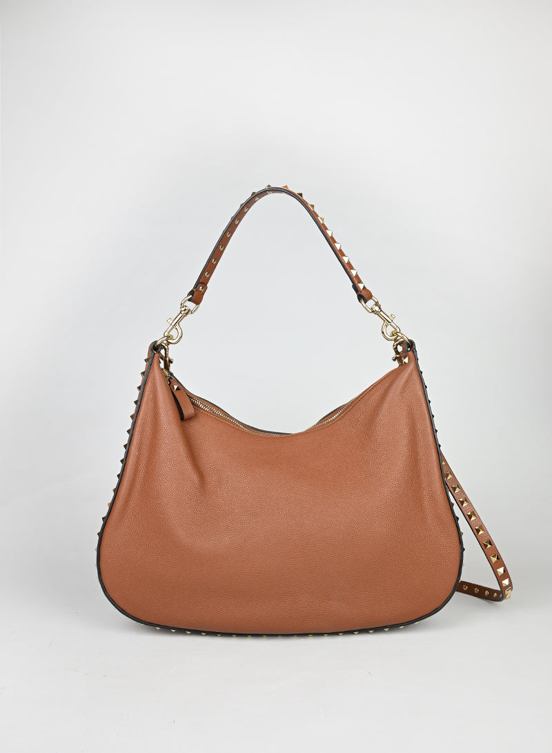 Valentino Borsa Hobo Rockstud in pelle cognac