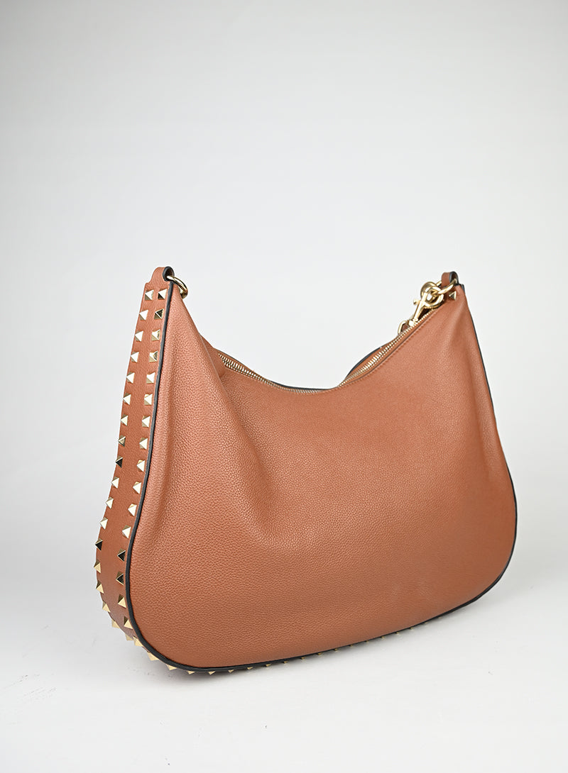 Valentino Borsa Hobo Rockstud in pelle cognac