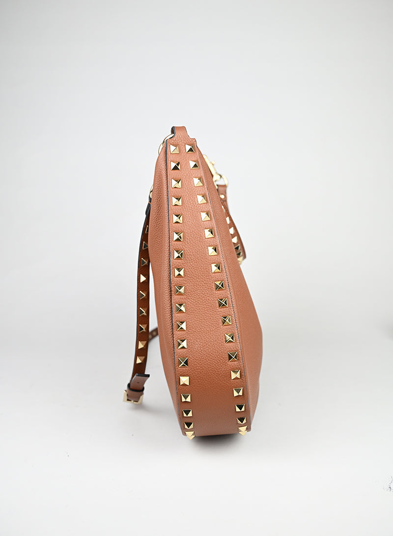 Valentino Borsa Hobo Rockstud in pelle cognac
