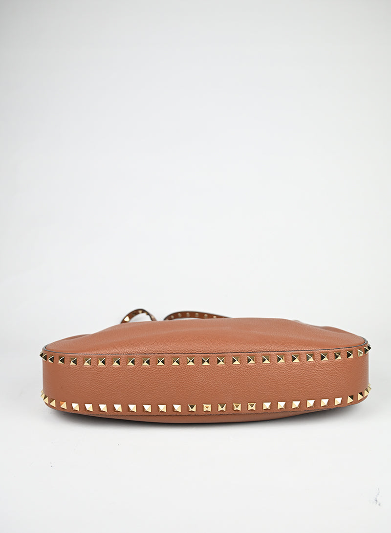 Valentino Borsa Hobo Rockstud in pelle cognac