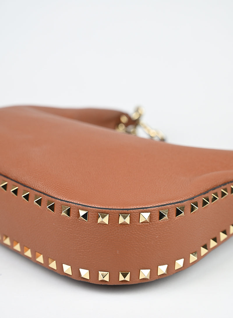 Valentino Borsa Hobo Rockstud in pelle cognac