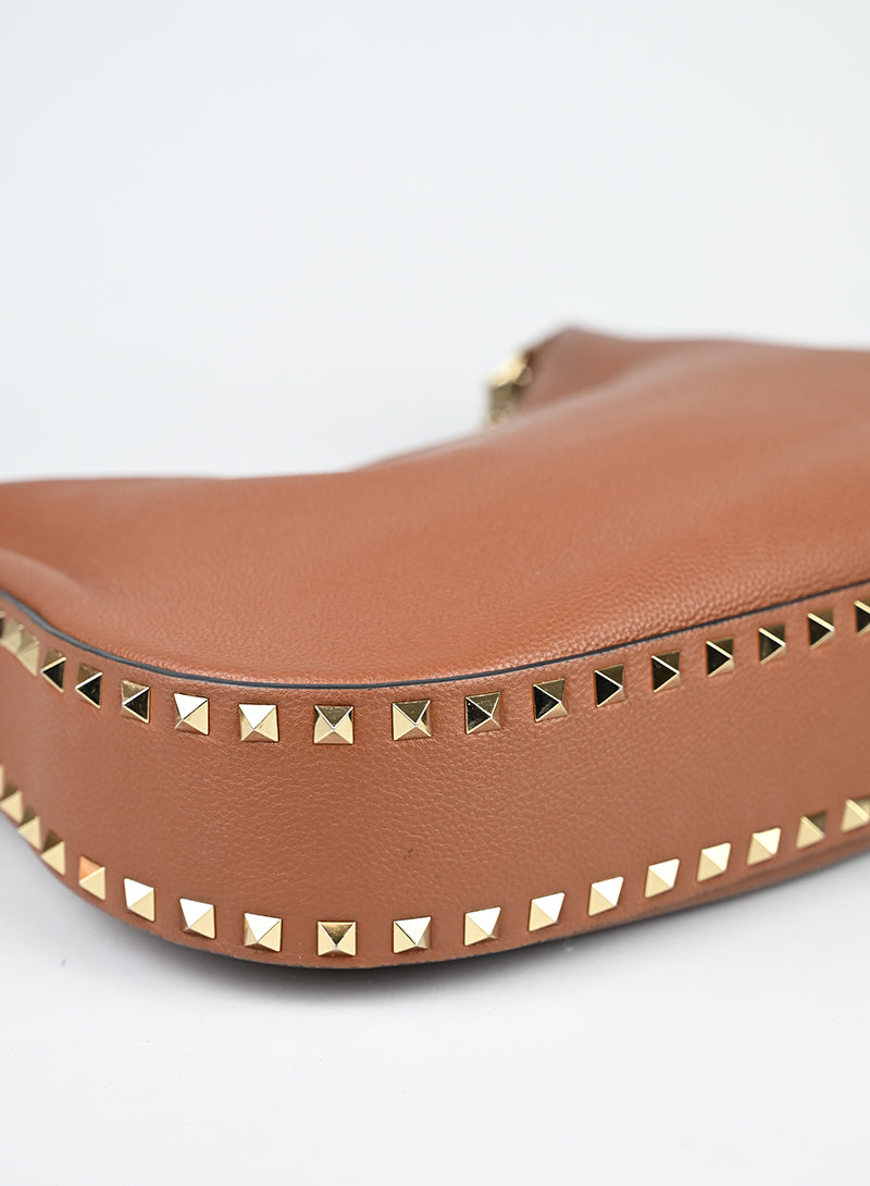 Valentino Borsa Hobo Rockstud in pelle cognac