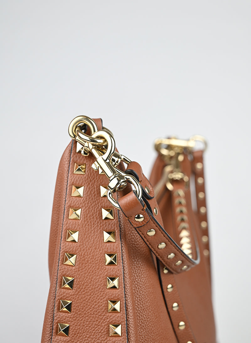 Valentino Borsa Hobo Rockstud in pelle cognac