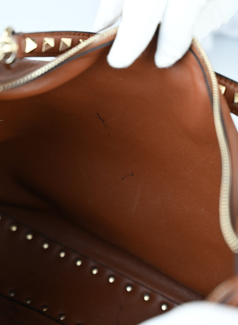 Valentino Borsa Hobo Rockstud in pelle cognac