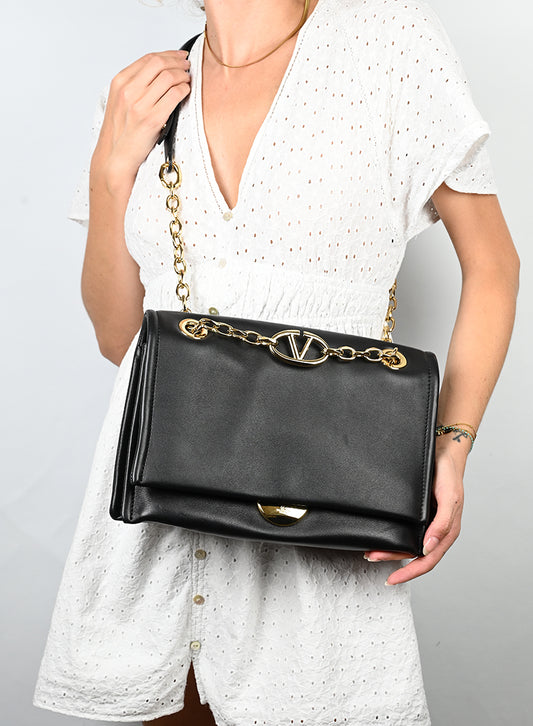 Valentino Borsa in pelle nera con V