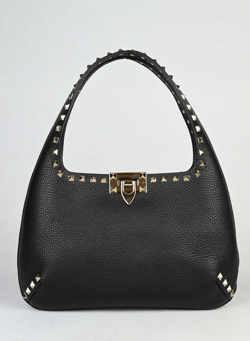 Valentino Borsa hobo Rockstud in pelle nera -  lesleyluxuryvintage
