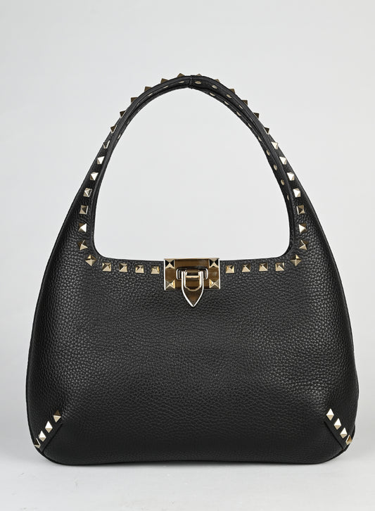 Valentino Borsa hobo Rockstud in pelle nera -  lesleyluxuryvintage
