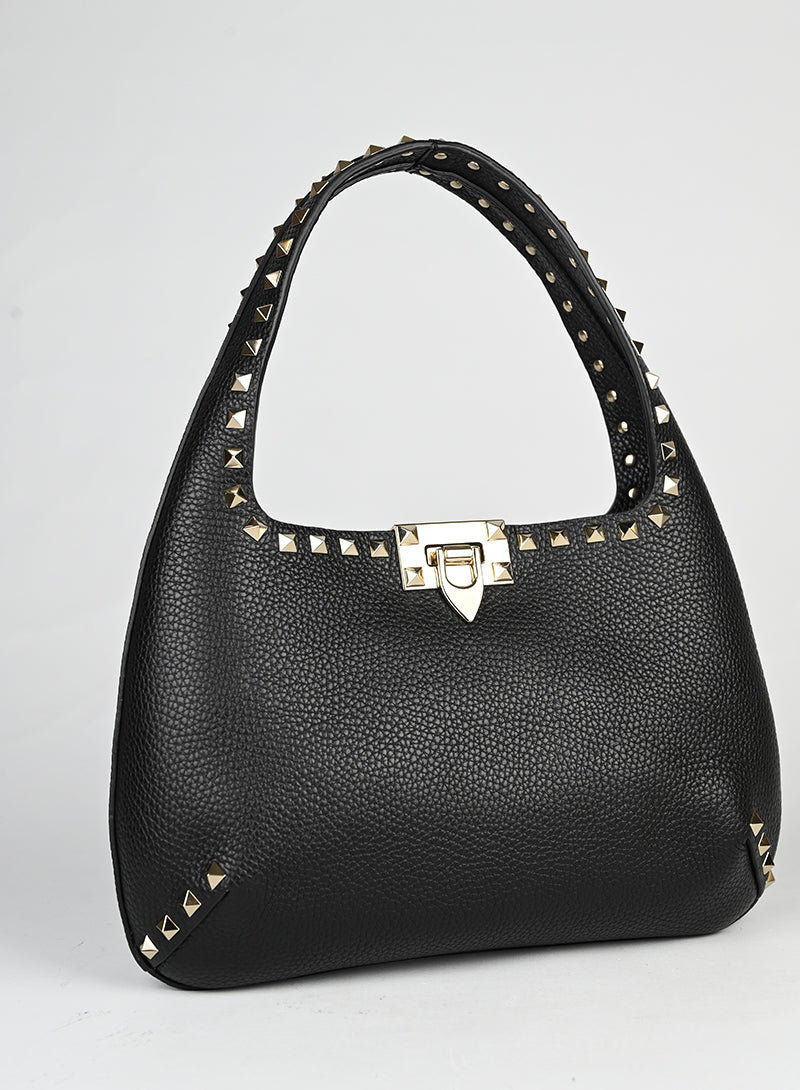 Valentino Borsa hobo Rockstud in pelle nera -  lesleyluxuryvintage