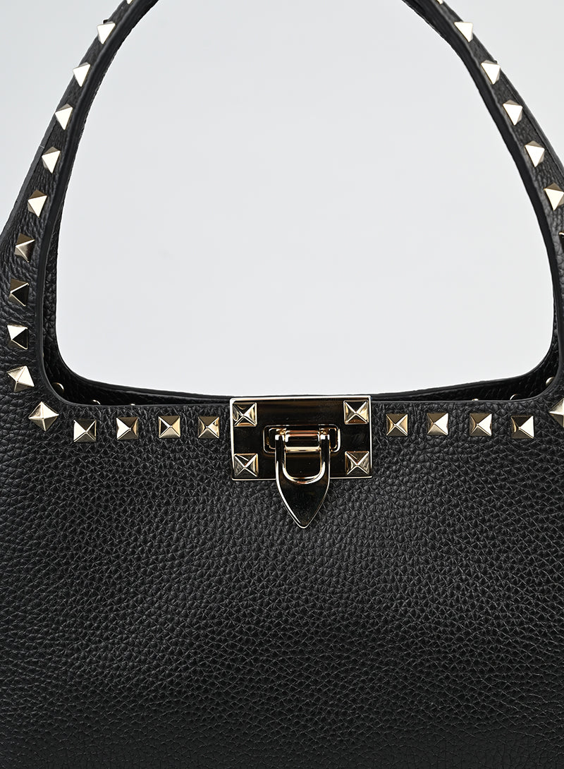 Valentino Borsa hobo Rockstud in pelle nera -  lesleyluxuryvintage