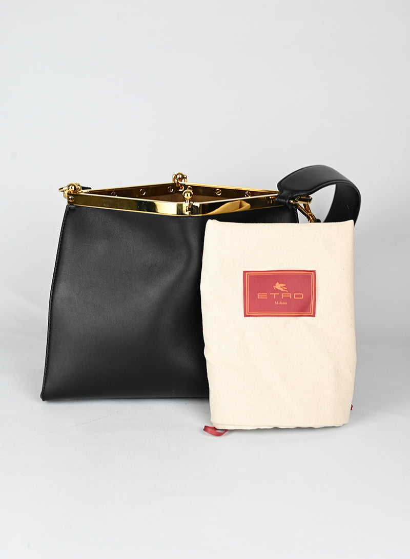 Valentino Borsa V Ring in pelle nera