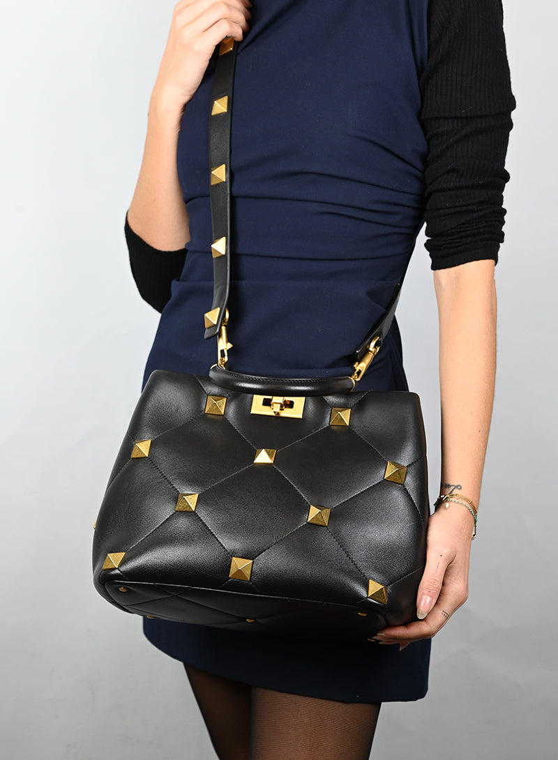 Valentino Borsa Roman Stud in pelle nera