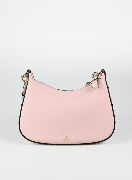 Valentino Borsa a spalla Rockstud in pelle rosa