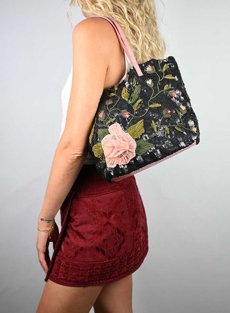 Valentino Borsa a Spalla Paillettes Nere