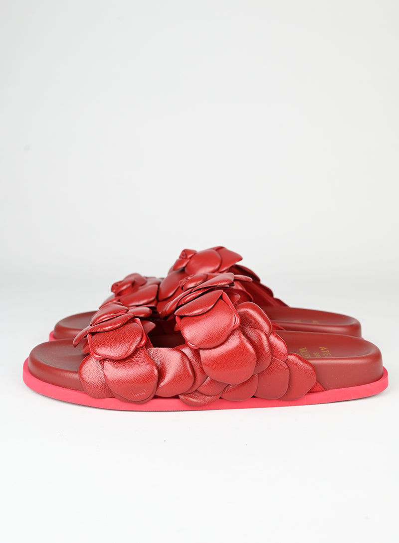 Valentino Sandali in pelle bordeaux con fiori - N. 39