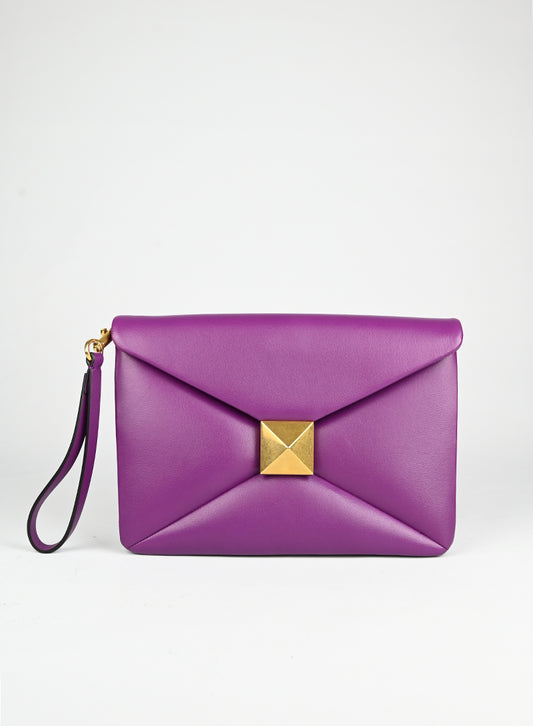 Valentino Clutch One Roman Stud in pelle viola