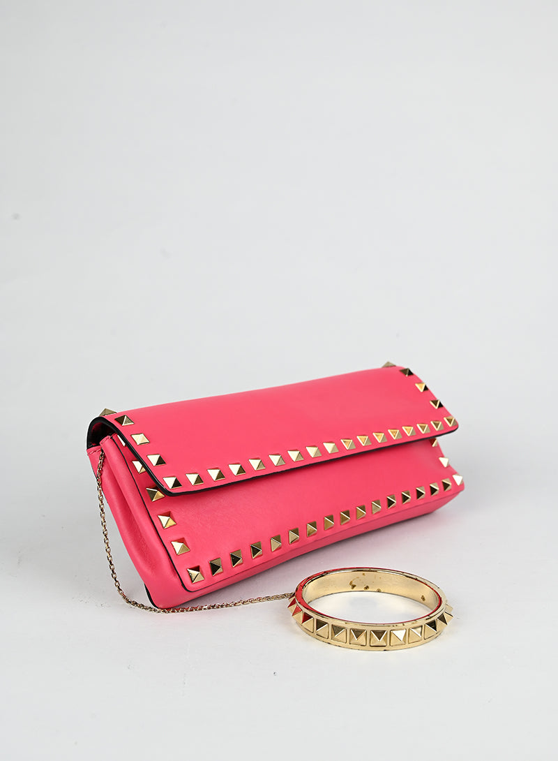 Valentino Pochette Rockstud in pelle rossa