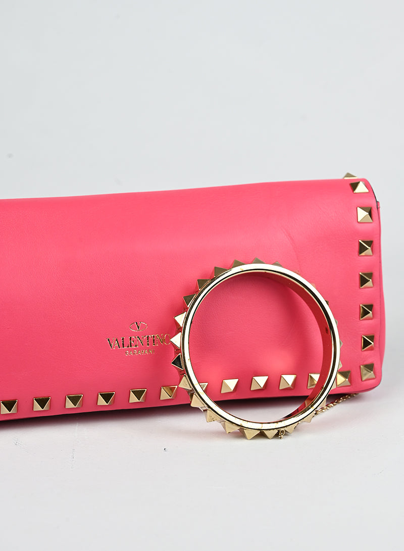Valentino Pochette Rockstud in pelle rossa