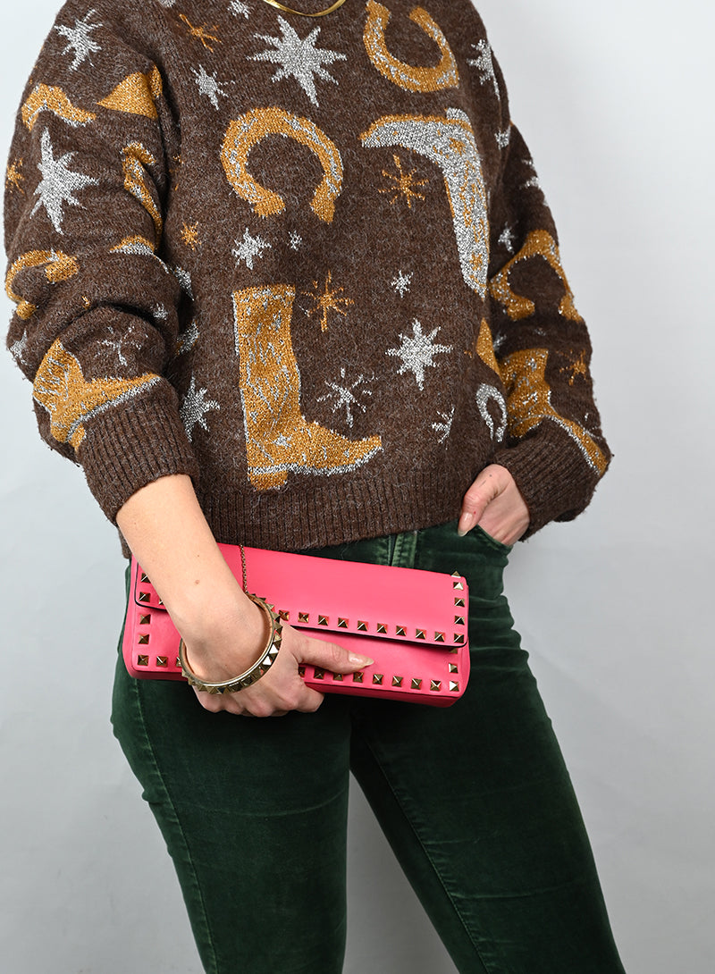 Valentino Pochette Rockstud in pelle rossa