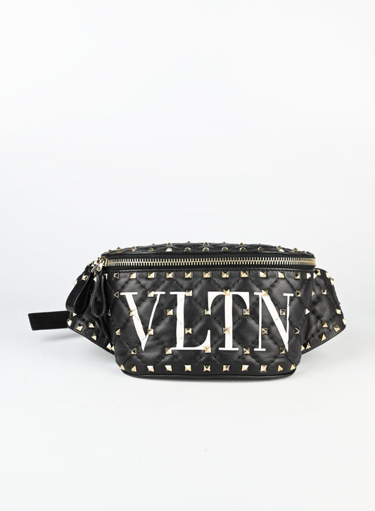 Valentino Marsupio Spike in pelle nera
