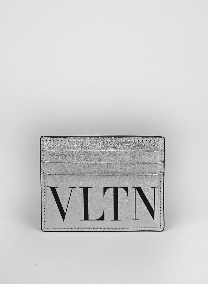 Valentino Portacarte in pelle argento