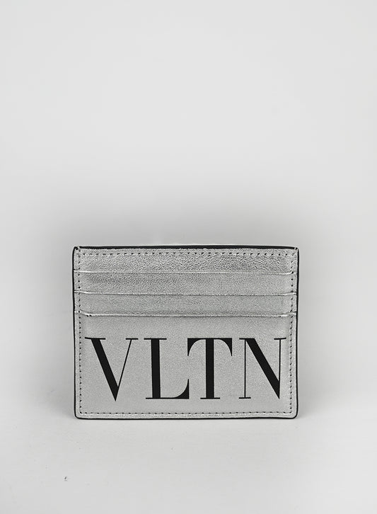 Valentino Portacarte in pelle argento