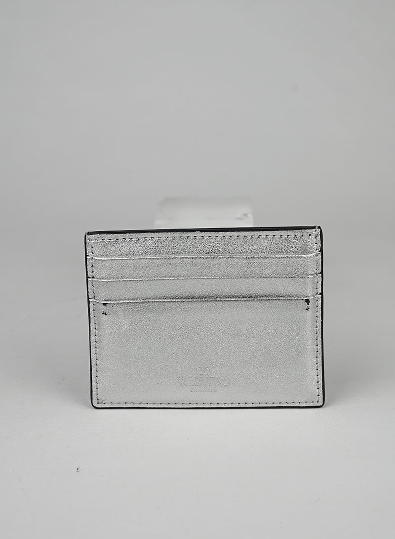 Valentino Portacarte in pelle argento