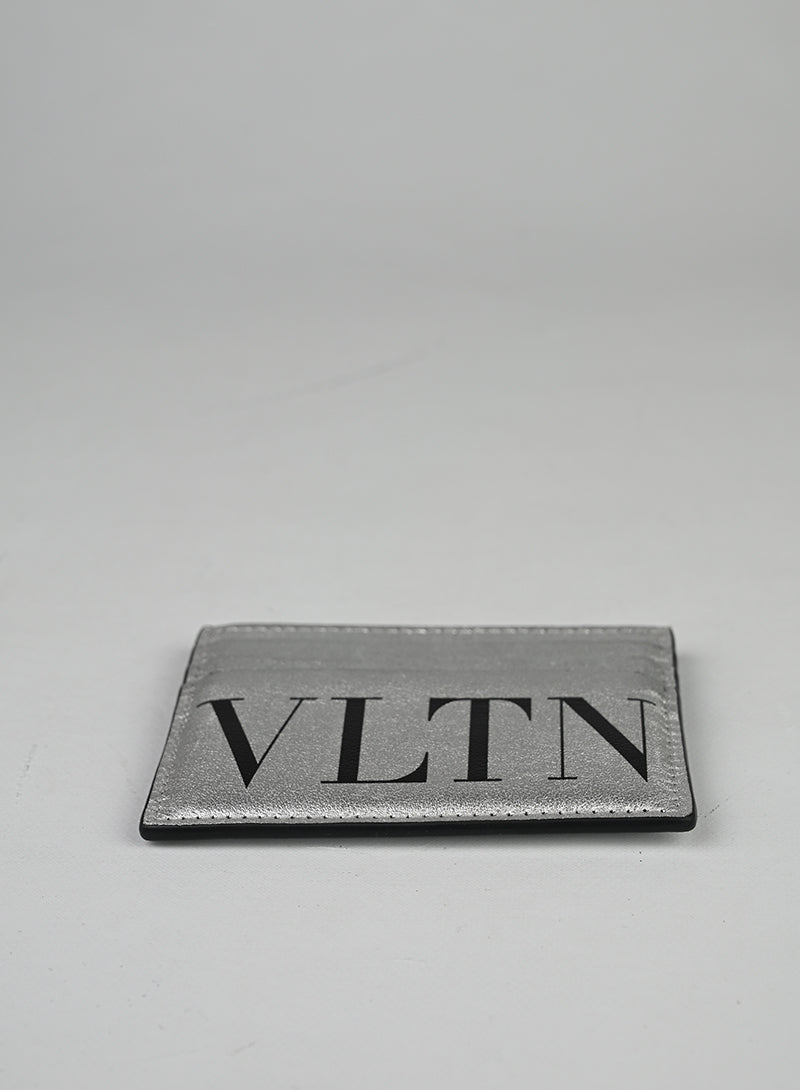 Valentino Portacarte in pelle argento