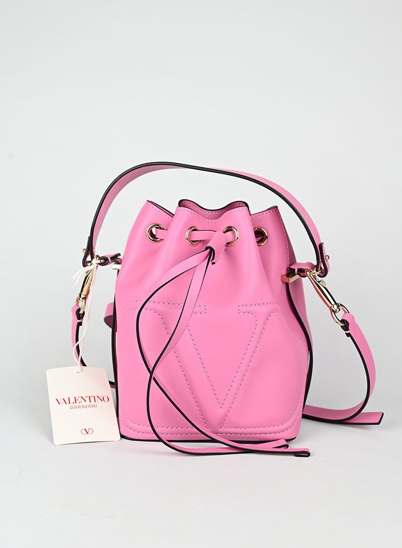 Valentino Borsa a secchiello in pelle rosa