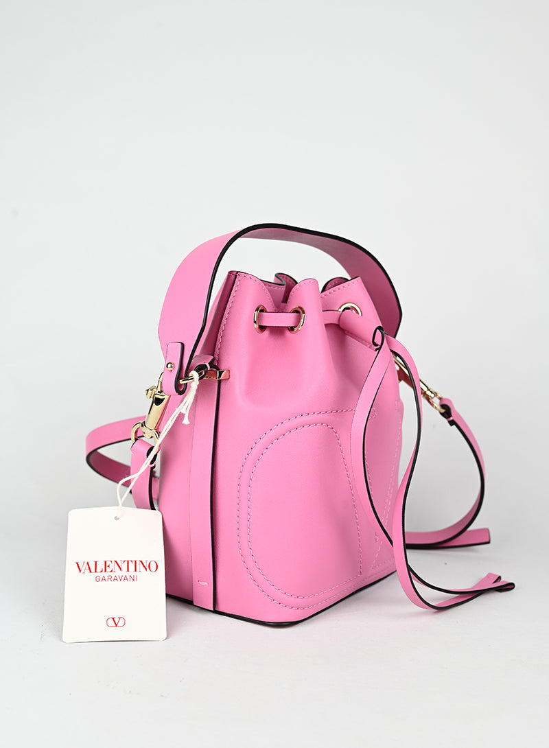 Valentino Borsa a secchiello in pelle rosa