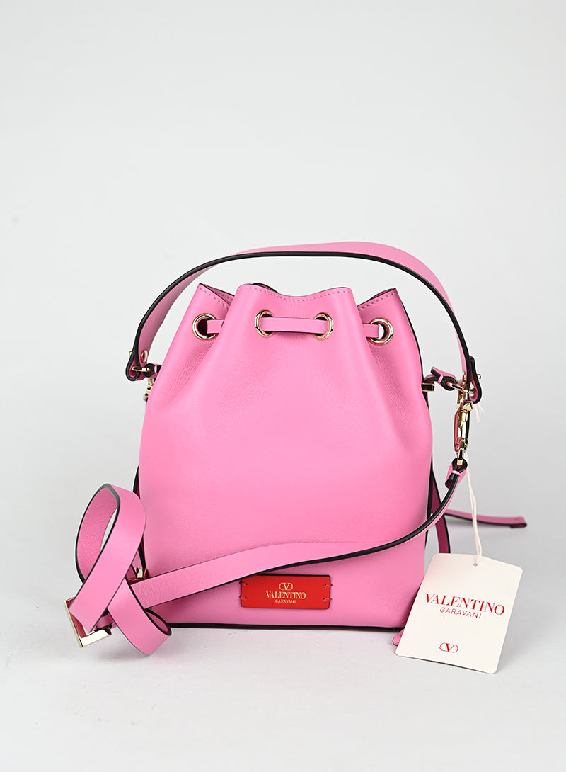 Valentino Borsa a secchiello in pelle rosa