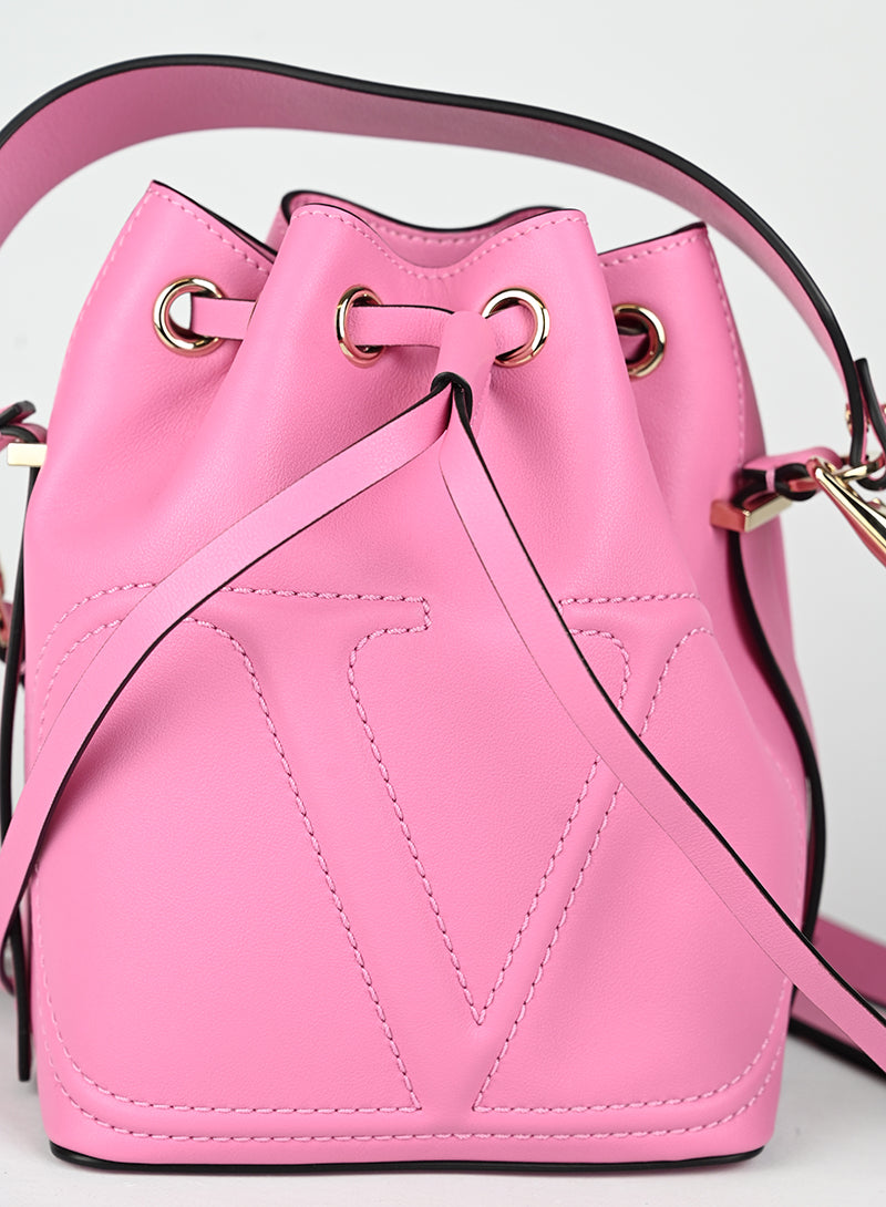 Valentino Borsa a secchiello in pelle rosa