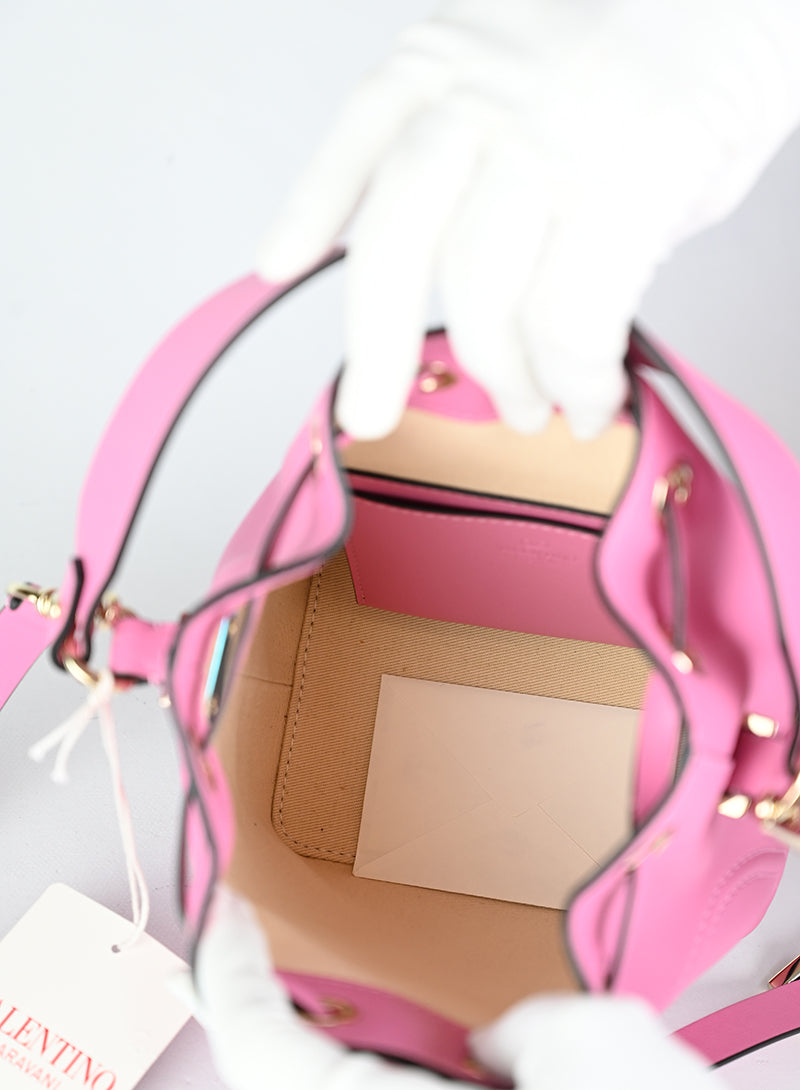 Valentino Borsa a secchiello in pelle rosa