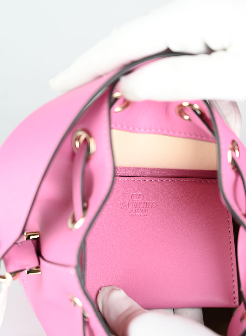 Valentino Borsa a secchiello in pelle rosa