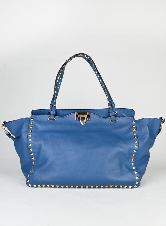 Valentino Borsa Rockstud in pelle blu