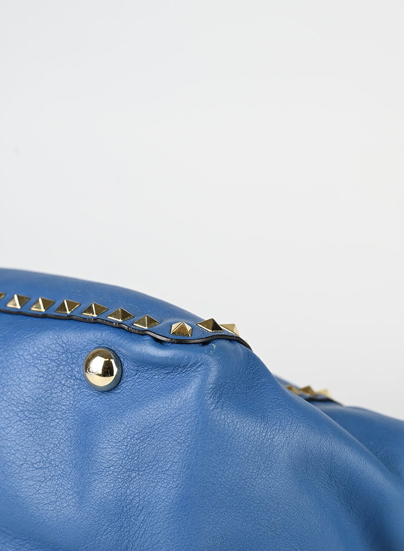 Valentino Borsa Rockstud in pelle blu