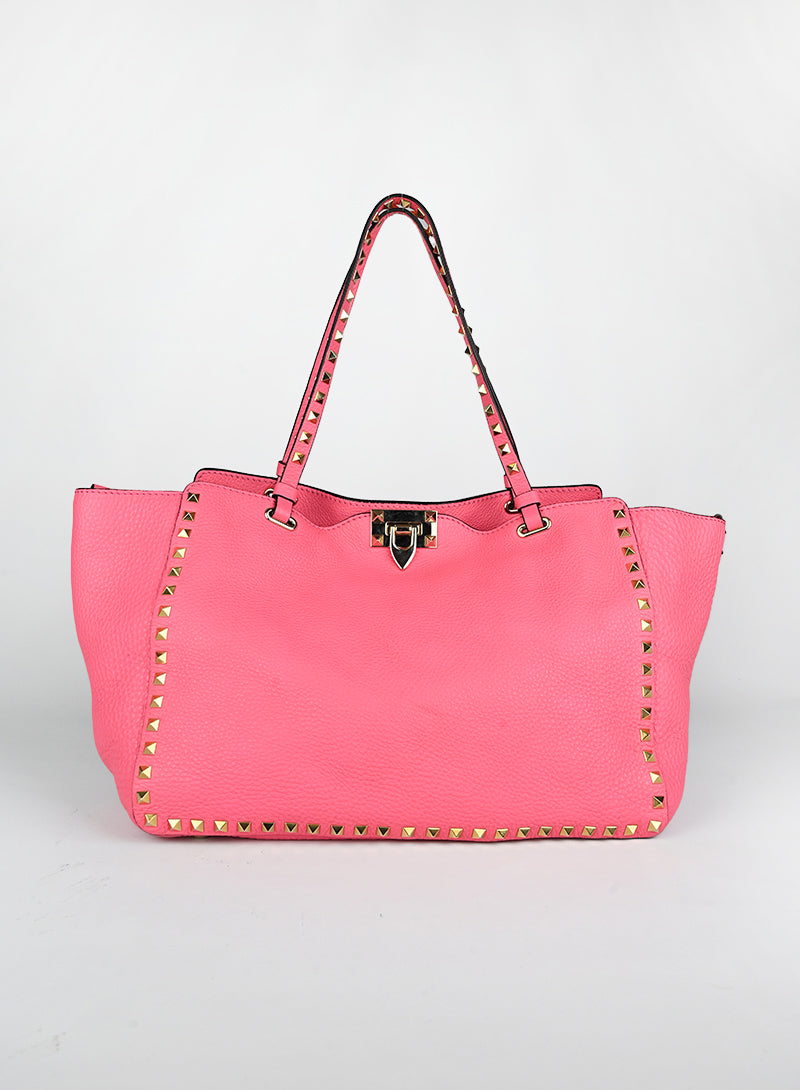 Valentino Shopper Rockstud in pelle rosa