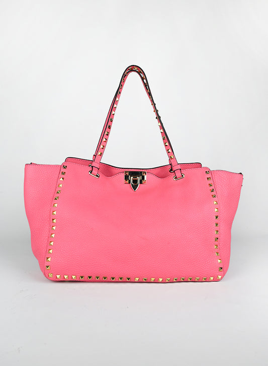 Valentino Shopper Rockstud in pelle rosa