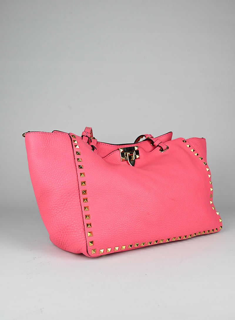 Valentino Shopper Rockstud in pelle rosa