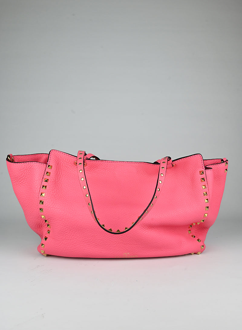 Valentino Shopper Rockstud in pelle rosa