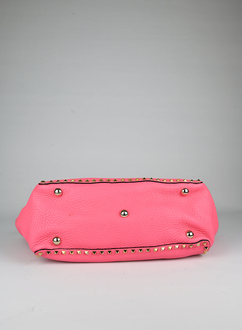 Valentino Shopper Rockstud in pelle rosa