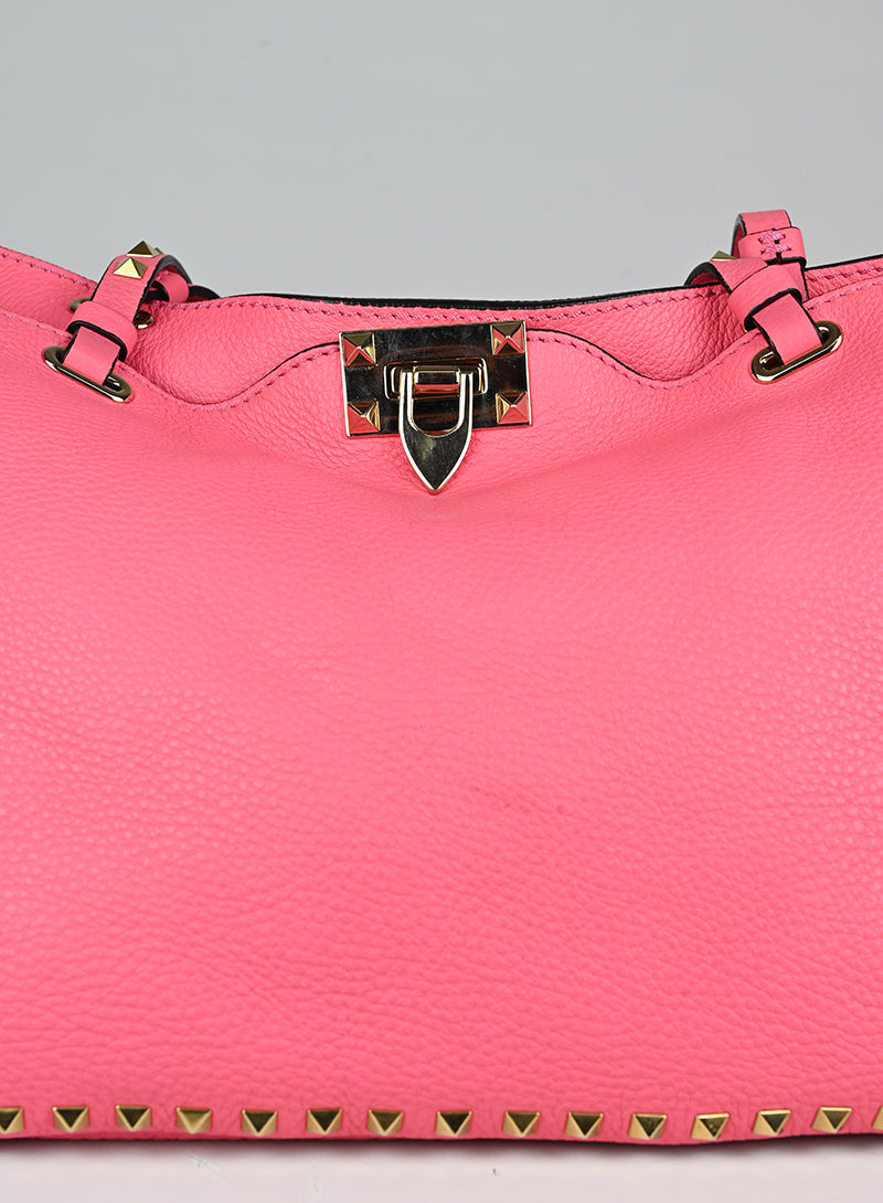 Valentino Shopper Rockstud in pelle rosa