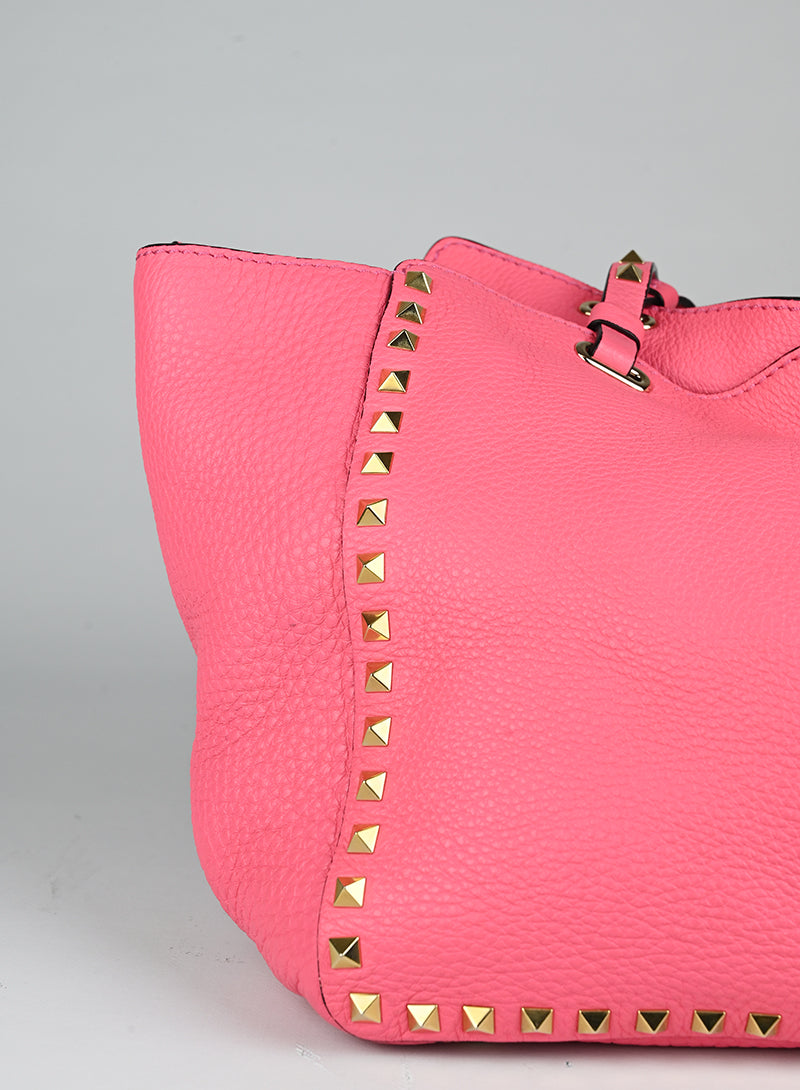 Valentino Shopper Rockstud in pelle rosa