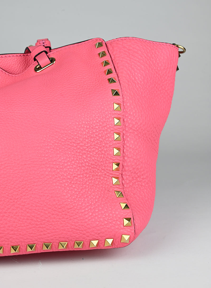 Valentino Shopper Rockstud in pelle rosa