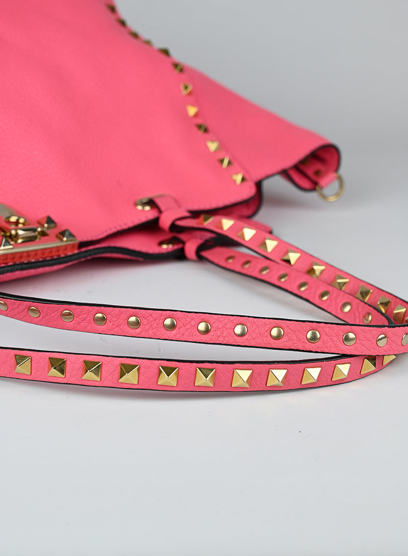 Valentino Shopper Rockstud in pelle rosa