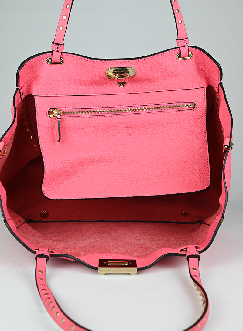 Valentino Shopper Rockstud in pelle rosa