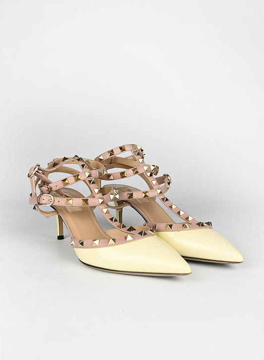 Valentino Décolleté Rockstud in pelle panna - N. 38 ½