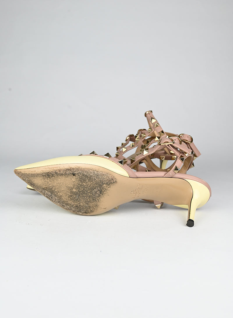 Valentino Décolleté Rockstud in pelle panna - N. 38 ½